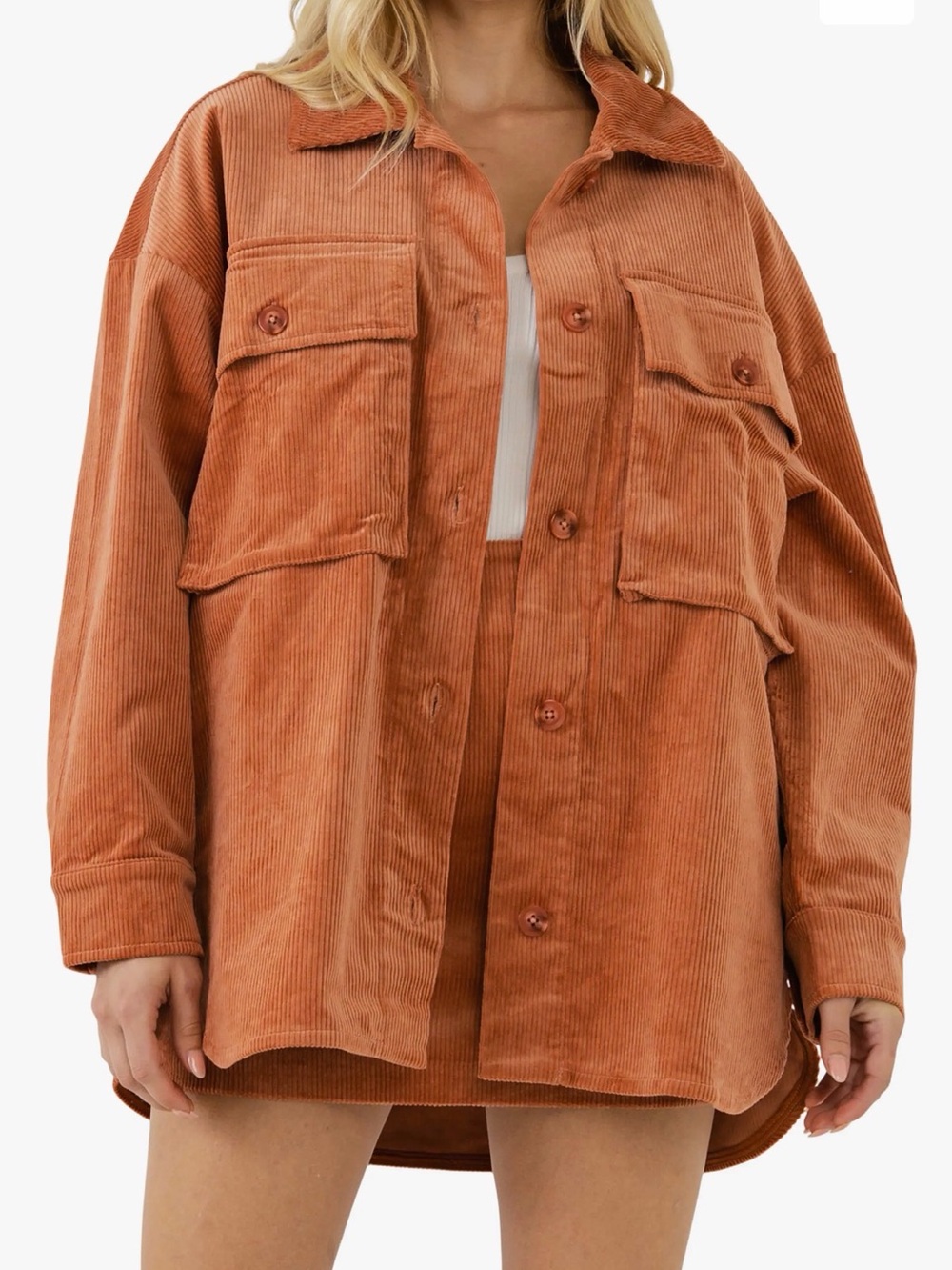 GREY LAB Corduroy Oversized Jacket in Rust